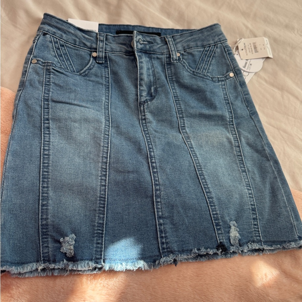 Blue Mini A-Line Skirt for Casual Work